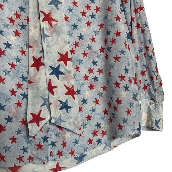 Sandro Paris Long Sleeves Red And Blue Stars Print US Size 6; FR 2 - Picture 7 of 16